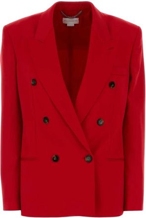 Stella McCartney Double-Breasted Wool Blazer - Dames - Blazers - Rood - XS - Katoen - Jassen
