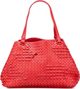 Bottega Veneta Pre-owned Womens Woven Leather Tote - Poppy - One Size
