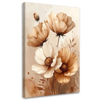 Feeby Cuadro Sobre Lienzo Amapolas Beige En Una Delicada Composici&oacute;n Bot&aacute;nica 80x120