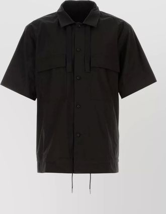sacai poplin oversize shirt collared drawstring hem