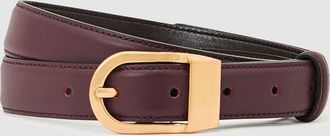 Reiss Burgundy Leather Curved-buckle Belt, XL