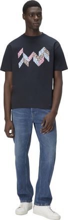 Missoni Short Sleeve T-shirt With Flame Zigzag Insert And Logo in Blue at Nordstrom, Size Xx-Large