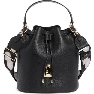 Furla Gardenia Drawstring Bucket Bag in Nero Toni Ghiaccio at Nordstrom Rack