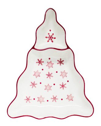 Euroceramica Winterfest 15In Chip And Dip Tree Platter