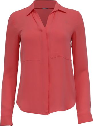Theory Button Down Blouse in Orange Silk