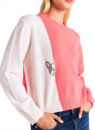 Brodie Hot Fix Colourblock Crew Sweater In Organic White
