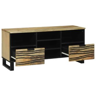 Berkfield Home TV Cabinet, 100x33.5x46 cm, made from solid mango wood in Beige | Size: 100x33.5x46 cm