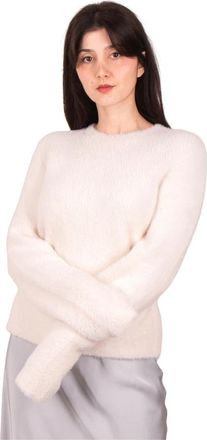 Vince Eyelash Crew Neck Pullover - Dames - Ronde hals truien - Wit - L - Chiffon - Truien & Vesten