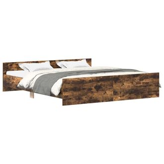 vidaXL Estructura De Cama Con Cabecero Piecero Roble Ahumado 200x200cm Vidaxl