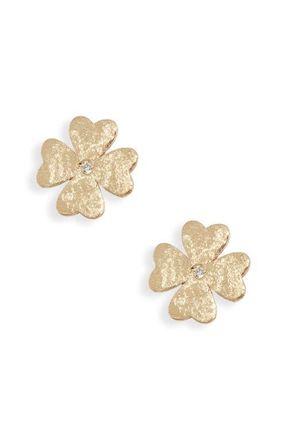 Meira T Diamond Flower Stud Earrings in Yellow Gold at Nordstrom