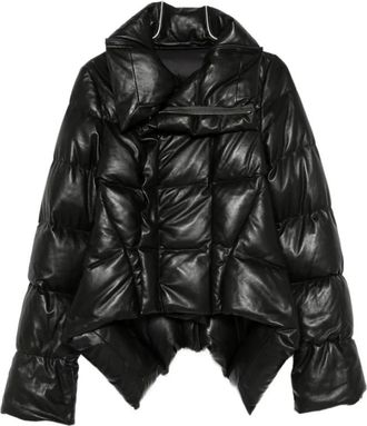 Rick Owens Jassen, Dames, Zwart, S, Leer, Gepolsterde leren jas