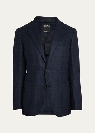 Ermenegildo Zegna Mens Oasi Cashmere-Blend Plaid Single-Breasted Sport Coat