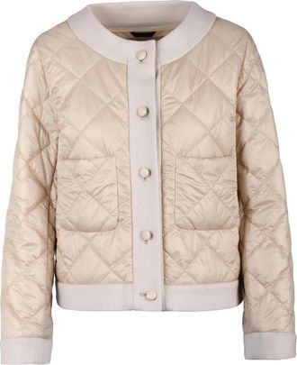 Cinzia Rocca Beige Padded Wool Blend Zip-Up Coat