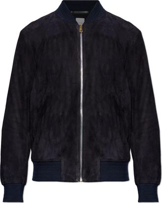 Paul Smith Suede Bomberjack - Heren - Leren en Su&egrave;de Jassen - Blauw - XL - Leer - Jassen