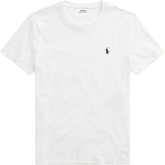 Polo Ralph Lauren Tops, Heren, Wit, S, Katoen, Crewneck Jersey Slim-Fit T-Shirt