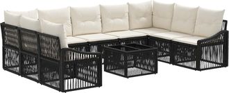 vidaXL Conjunto De Sof&aacute;s De Jard&iacute;n 10 Uds. Negro Rat&aacute;n Sint&eacute;tico Vidaxl