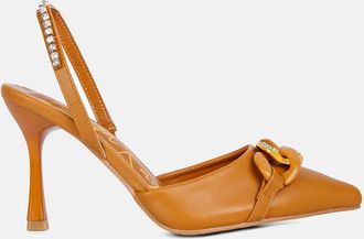 London Rag pull me diamante embellished chain sandals