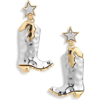 Eye Candy Los Angeles Kara Cowboy Boot Drop Earrings in Silver at Nordstrom Rack