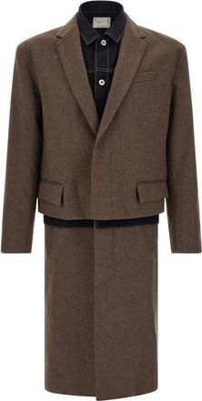 sacai Heren, Mantels, Bruin, Maat: L Denim