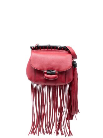 Gucci 2016-2025 Small Leather Bamboo Nouveau Fringe crossbody bag - Red