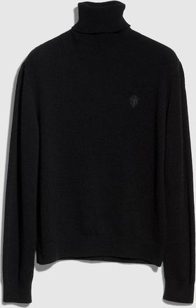Gucci Knit Cashmere Turtleneck With Embroidery, Size XXXL, Black