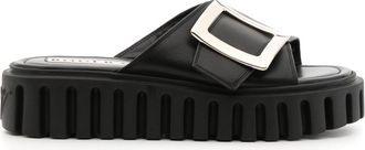 Roger Vivier Womens Viv Go Sandals - Black Rubber - Size EU 40