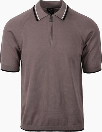 A|X Armani Exchange Mens ARMANI EXCHANGE KNITTED POLO SHIRT DRIFTWOOD - Tan - Size: 40