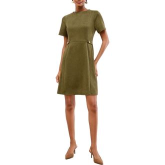 Lipsy Suedette Faux Suede Sheath Minidress in Khaki Green at Nordstrom, Size 10 Us