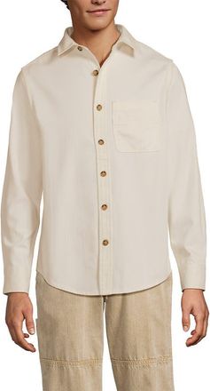 Lands End Sailcloth Overshirt in Natural at Nordstrom, Size X-Large