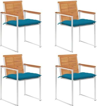 vidaXL Vidaxl - Sillas De Jard&iacute;n Y Cojines 4 Unidades Madera Maciza De Acacia