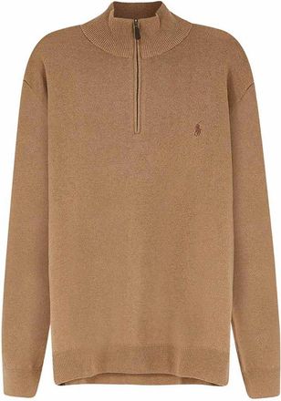 Polo Ralph Lauren Beige Merino Wool Half-Zip Sweater