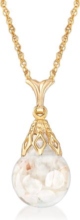 Ross-Simons Floating Opal Pendant Necklace in 14kt Yellow Gold