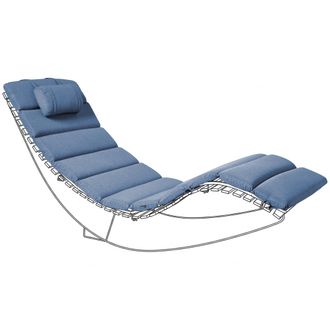 Beliani Coj&iacute;n Para Tumbona De Jard&iacute;n Con Reposacabezas Resistente A Los Rayos Uv E Impermeable Azul Brescia Premium