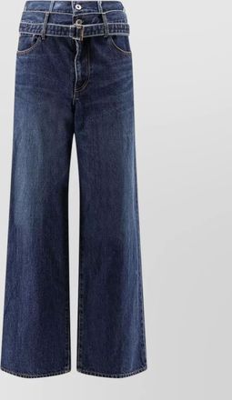 sacai denim jeans wide leg five pocket design