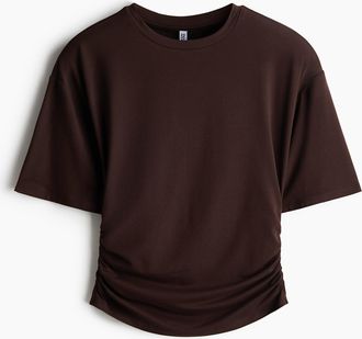 H&M T-Shirt mit Raffungen - Brown