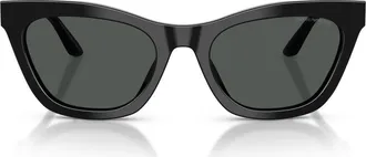 Emporio Armani 55mm Cat Eye Sunglasses in Shiny Black/dark Grey at Nordstrom