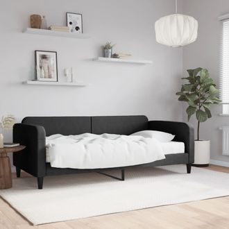 vidaXL Sof&aacute; Cama Con Colch&oacute;n Tela Negro 90x200 Cm Vidaxl