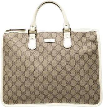 Gucci Pre-owned Canvas Satchel - Dames - Vintage Shopper - Beige - ONE Size - Leer - Vintage