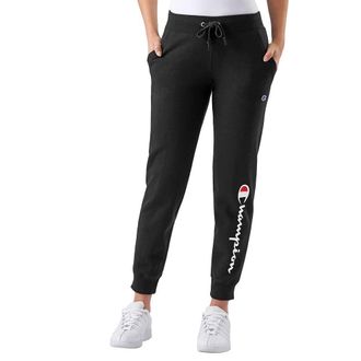 Champion Womens, Powerblend, Fleece Joggers, Comfortable Pants, 29 (Plus, Black Script, Large