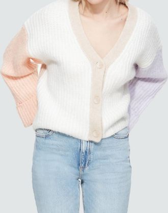Dex Clothing Drop Shoulder Cardigan In Peach Purple Colorblock