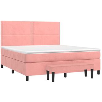 vidaXL Vidaxl - Cama Box Spring Con Colch&oacute;n Terciopelo Rosa 160x200 Cm
