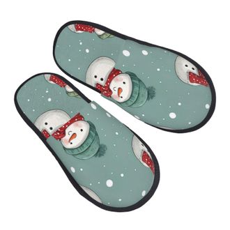 Generic Breathable Fluffy Slipper Xmas Christmas Snowman Cute House Shoes Soft Womens Slippers for Travel Hotels Guest L