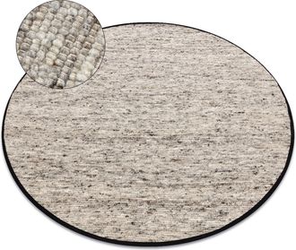 RugsX Tappeto Nepal 2100 Cerchio Naturale Crema - Lana, Double Face Beige Rotondo 120 Cm