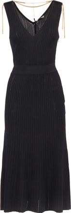 Elisabetta Franchi Ribbed Fitted Waist Midi Dress