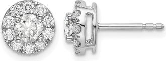 Diamond2Deal 14K White Gold 1 ct Lab Grown Diamond Round Halo Stud Earrings VS Clarity, G-H Color