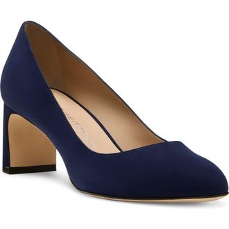 Stuart Weitzman Babette Block Heel Pump in Nice Blue at Nordstrom, Size 11
