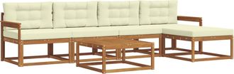 vidaXL Conjunto De Sof&aacute;s De Exterior 6 Uds. Natural Y Crema Vidaxl