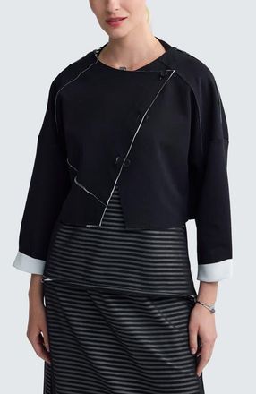 Luukaa D'Celli Mirelle Contrast-Stitch Cropped Jacket in Black at Nordstrom, Size X-Large