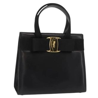 Ferragamo Pre-owned Handbags, female, Black, Size: ONE SIZE Pre-owned Leather Handbag