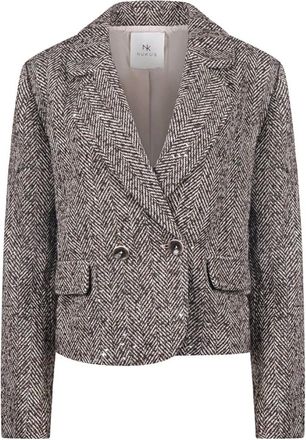 Nukus Nukus - Daphne Jacket Herringbone - Dames - Jassen - Bruin - Maat: L Leer